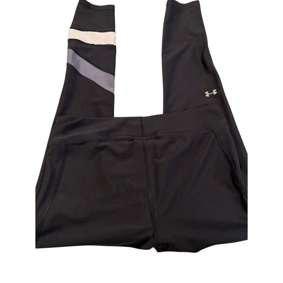 Under Armour Women's HeatGear Leggings Black with Grey and White Panes=ls SzM - Picture 10 of 10